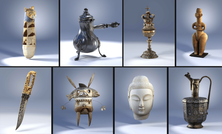 rendus 3D d'objets d'art